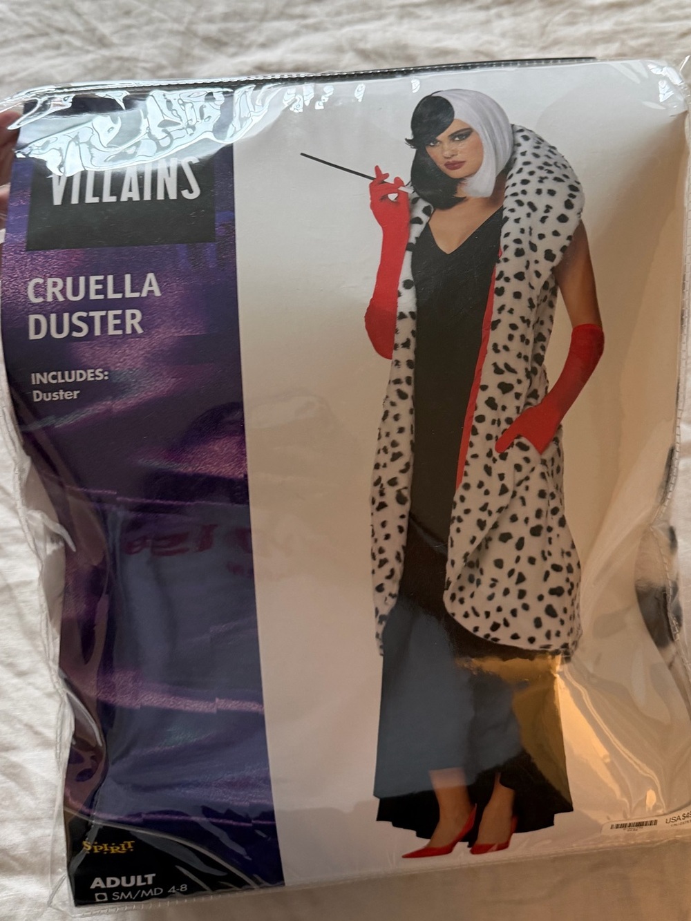 Spirit Halloween Cruella Dalmatian-Print Faux Fur Duster